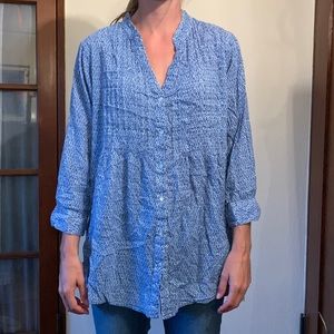 Rick Flower Paper button up blouse size L